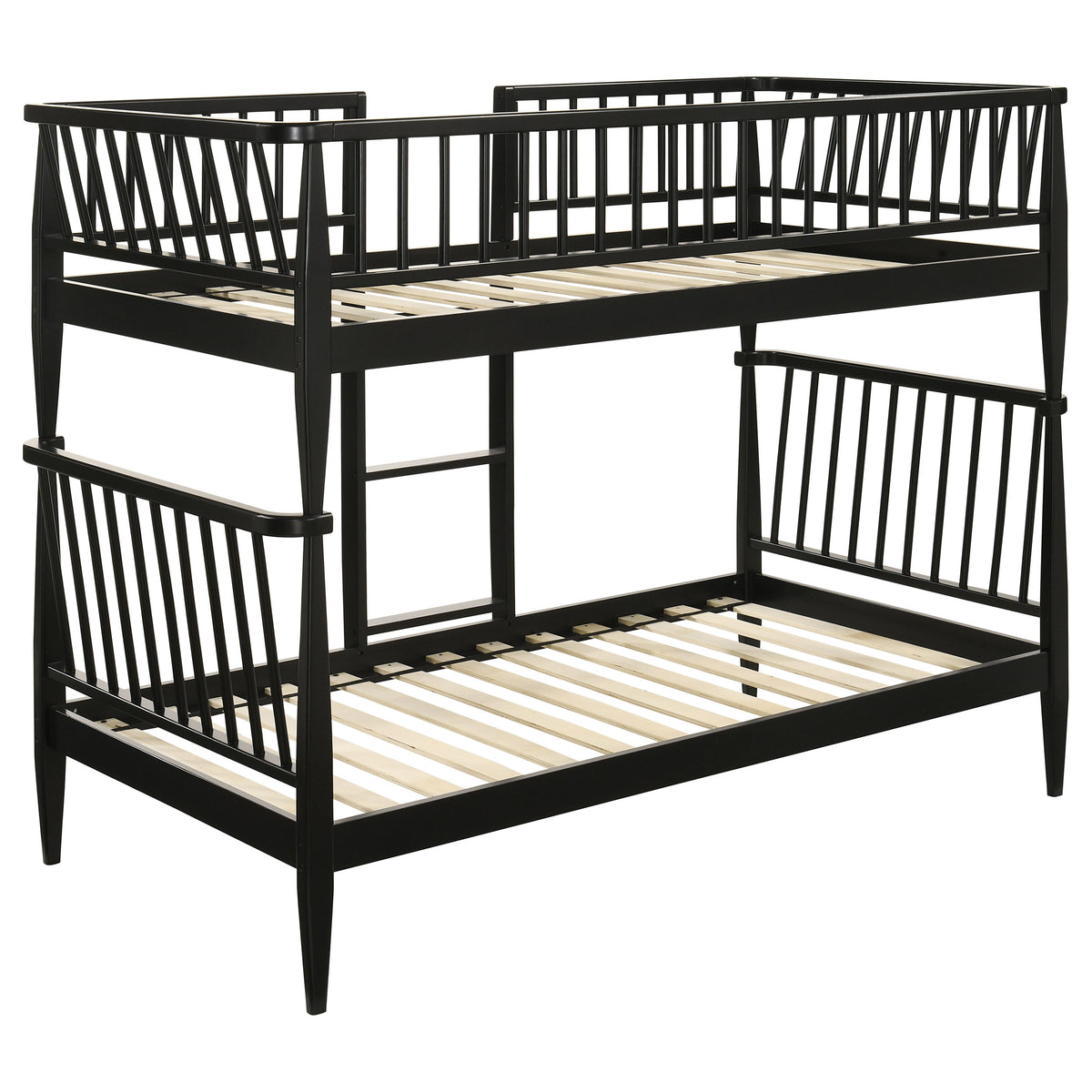 Abram Windsor Twin Over Twin Wood Bunk Bed with Ladder - Black