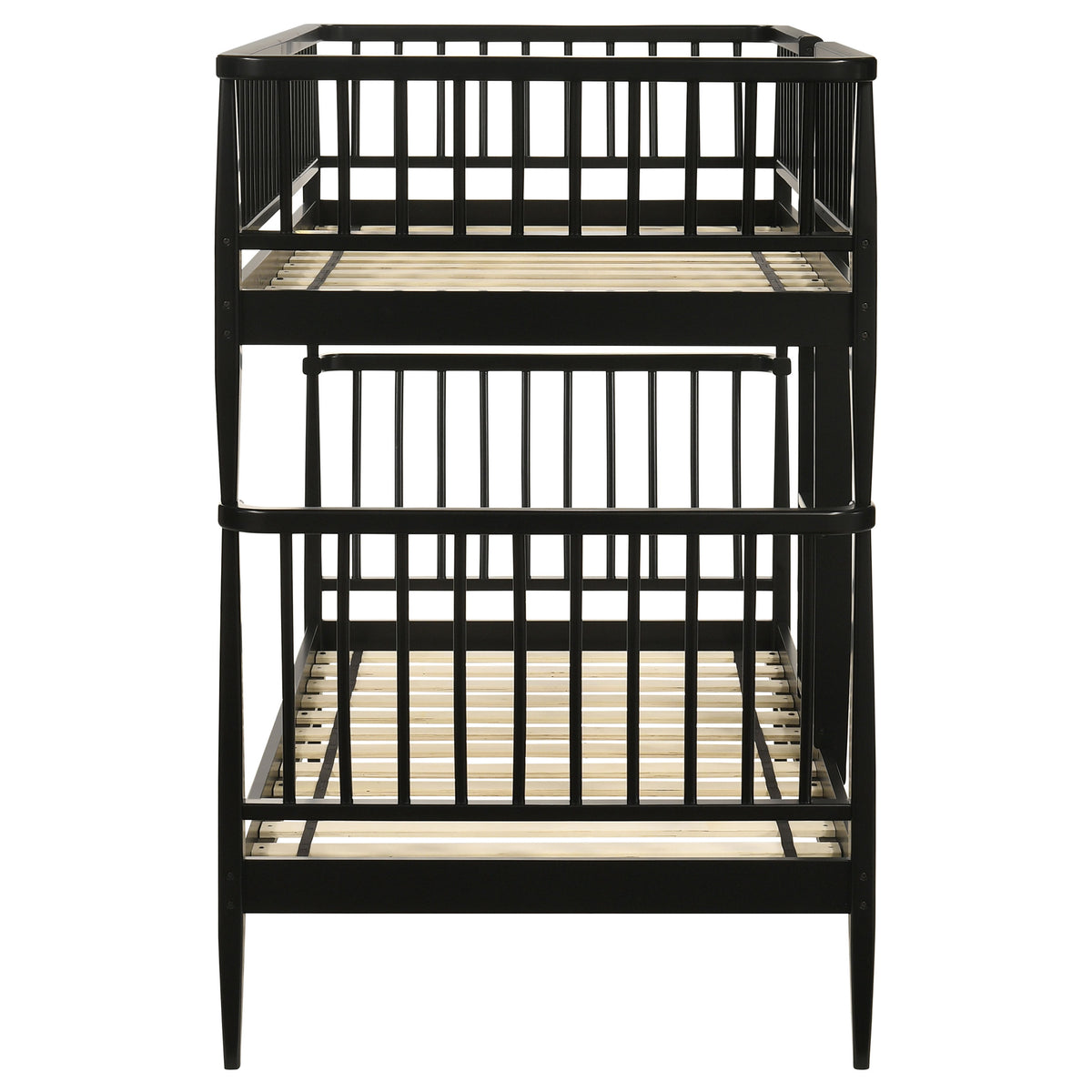 Abram Windsor Twin Over Twin Wood Bunk Bed with Ladder - Black