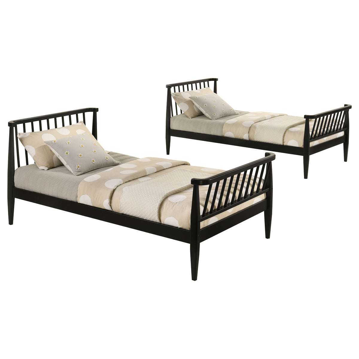 Abram Windsor Twin Over Twin Wood Bunk Bed with Ladder - Black