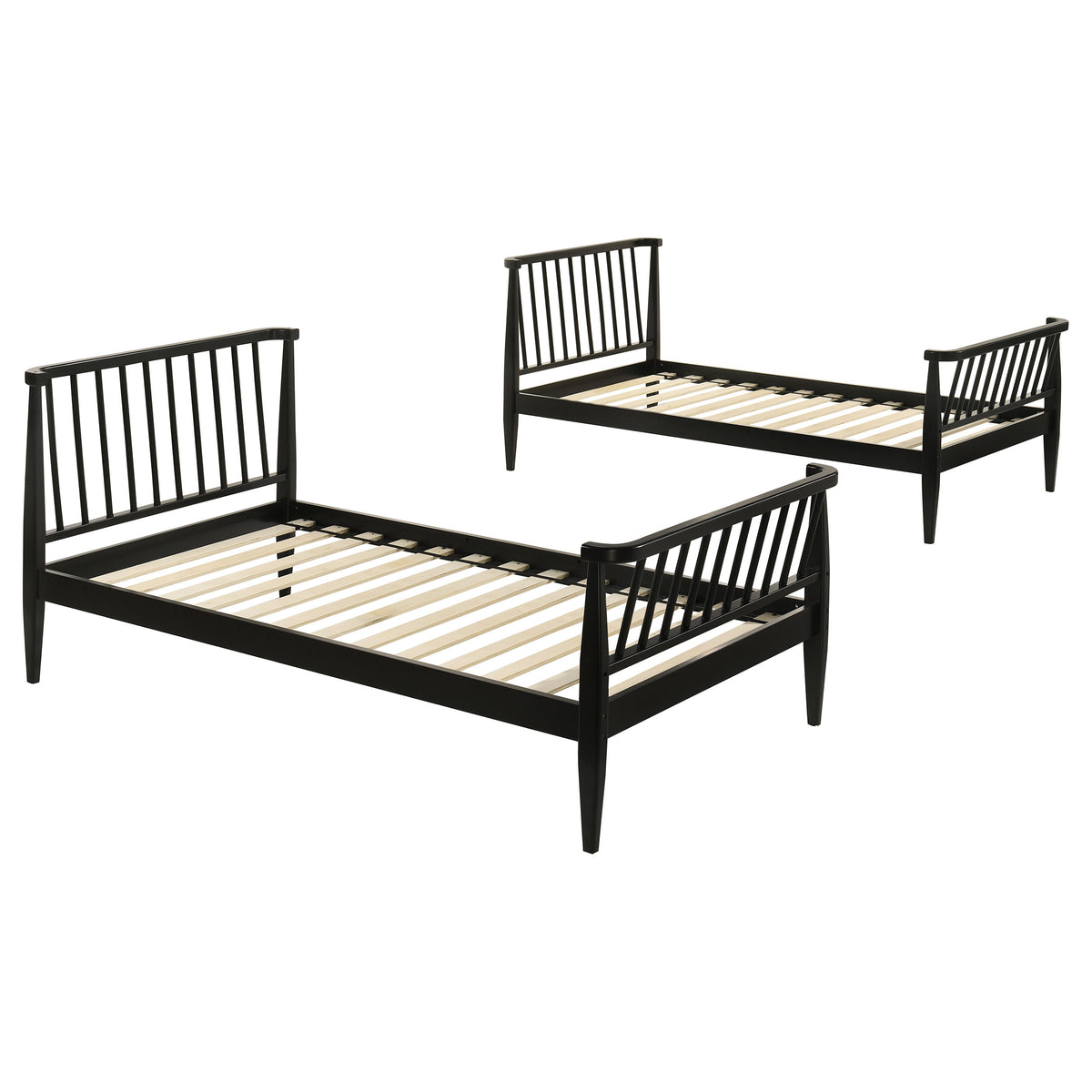 Abram Windsor Twin Over Twin Wood Bunk Bed with Ladder - Black