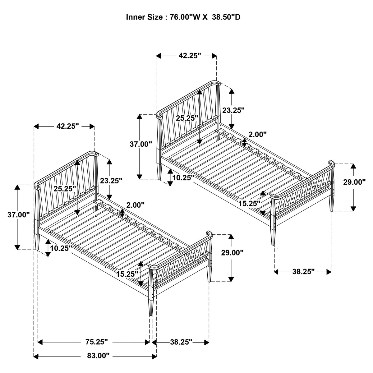 Abram Windsor Twin Over Twin Wood Bunk Bed with Ladder - Black