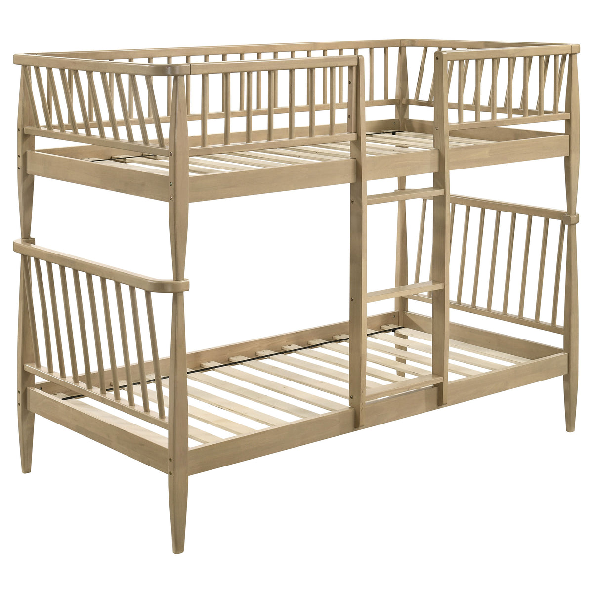 Abram Windsor Twin Over Twin Wood Bunk Bed with Ladder - Almond