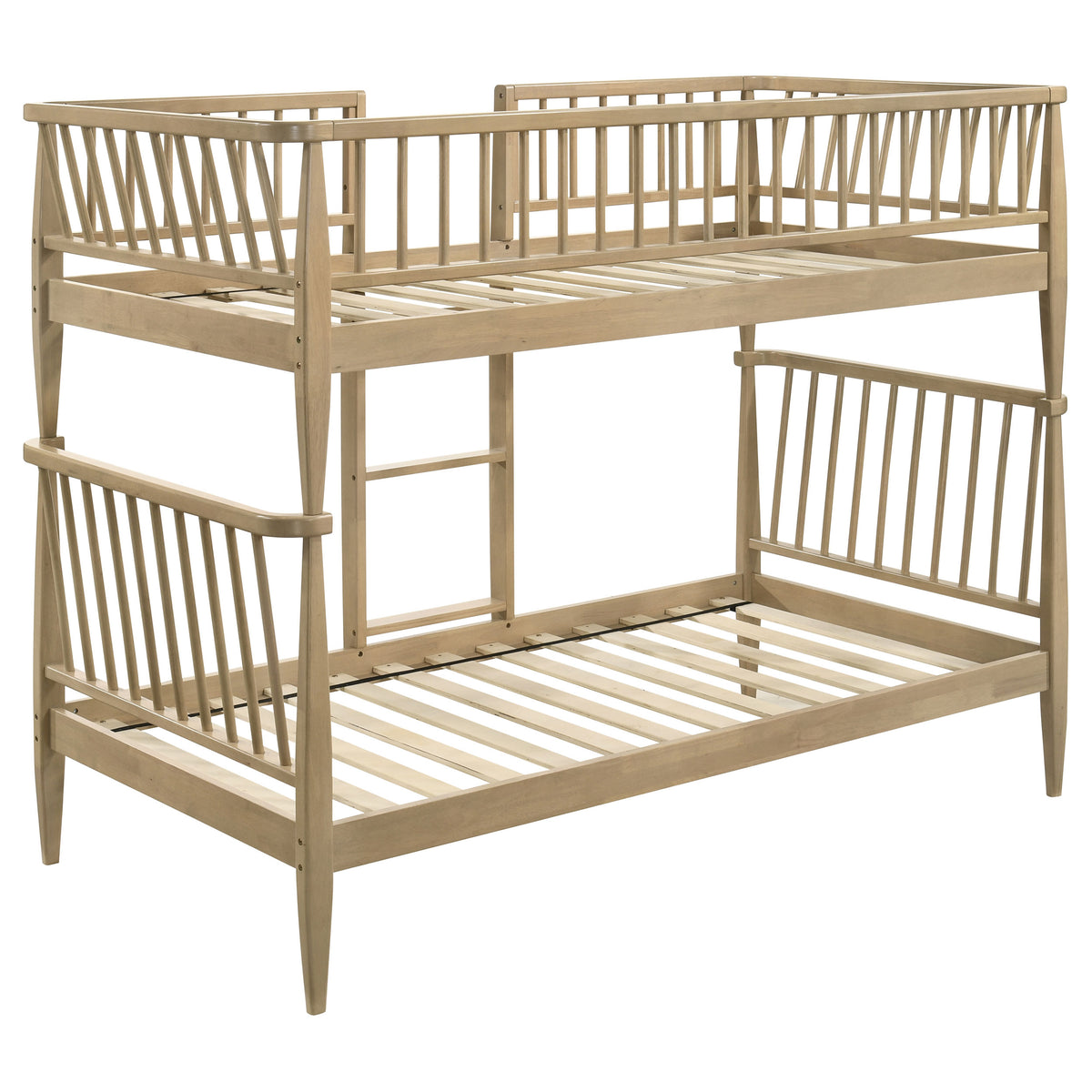 Abram Windsor Twin Over Twin Wood Bunk Bed with Ladder - Almond