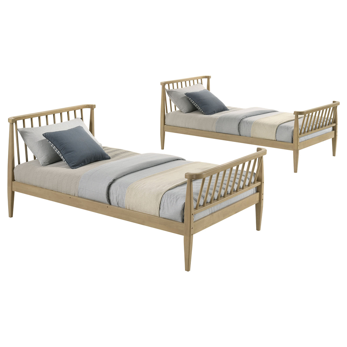 Abram Windsor Twin Over Twin Wood Bunk Bed with Ladder - Almond