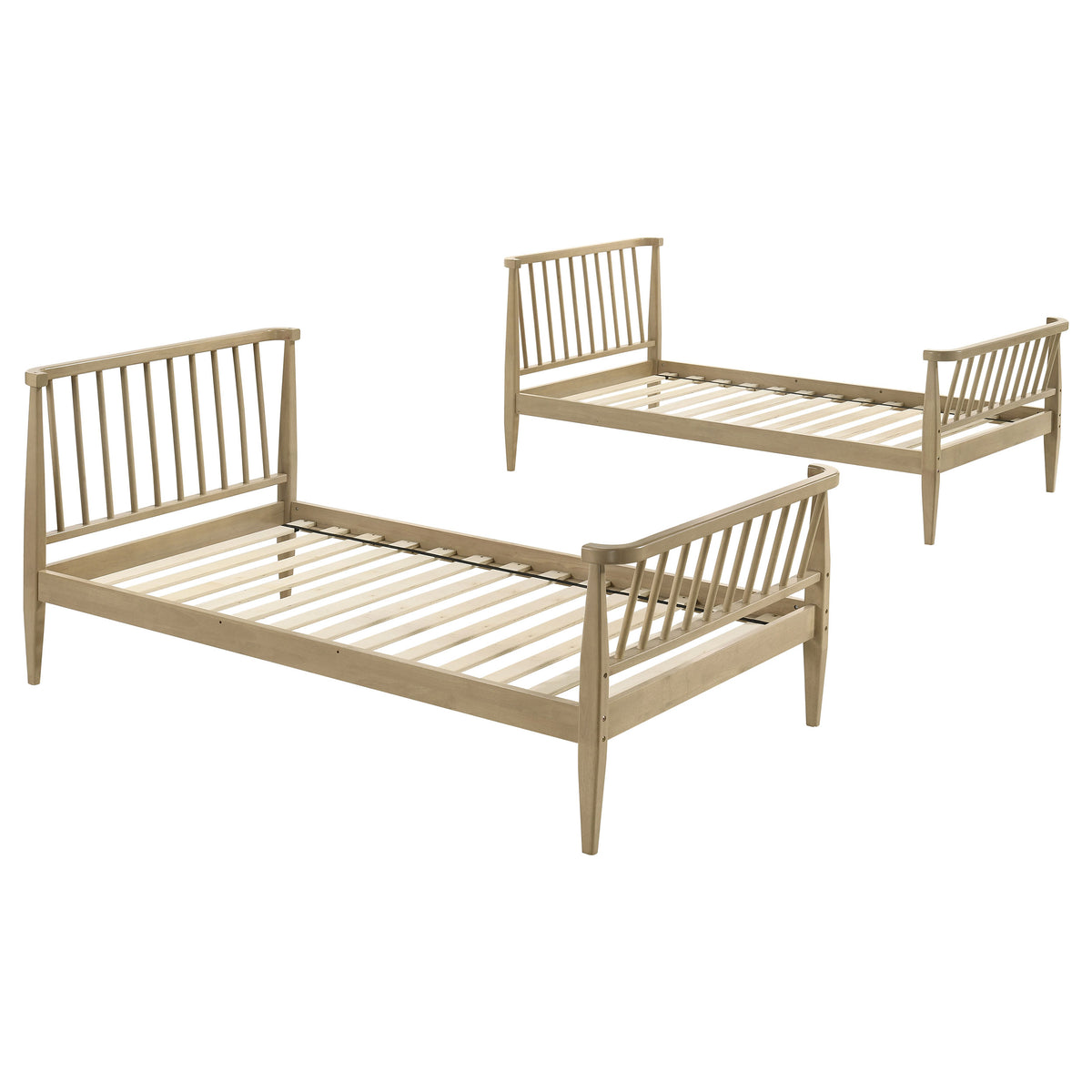 Abram Windsor Twin Over Twin Wood Bunk Bed with Ladder - Almond