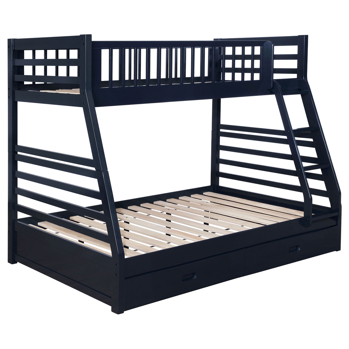 Ashton 2-drawer Wood Twin Over Full Bunk Bed - Navy Blue