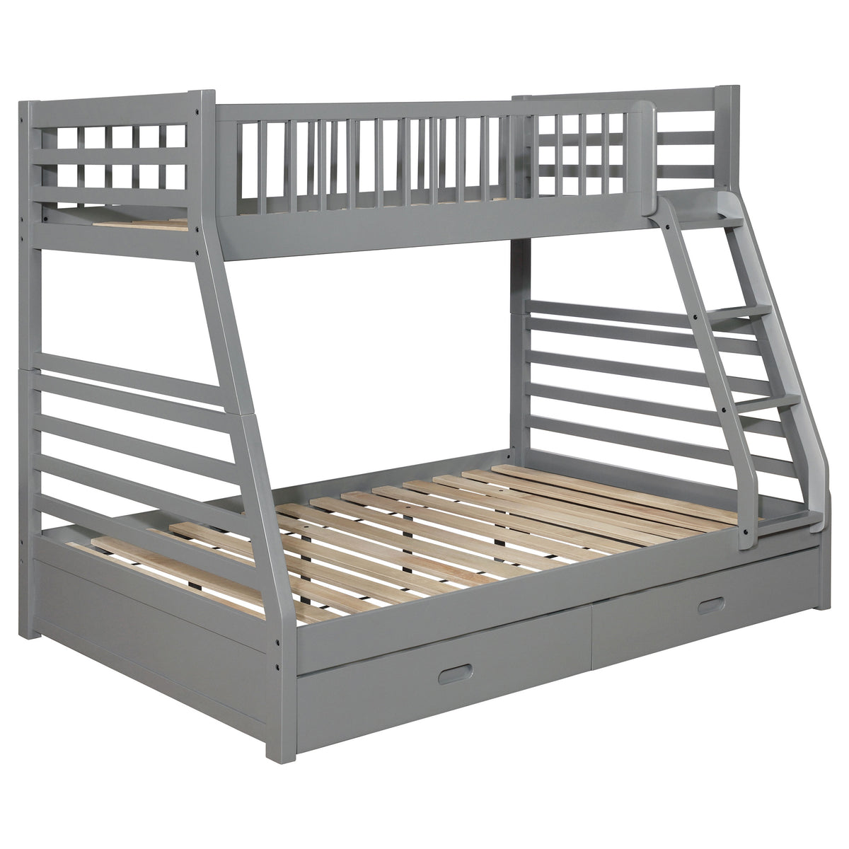 Ashton 2-drawer Wood Twin Over Full Bunk Bed - Grey