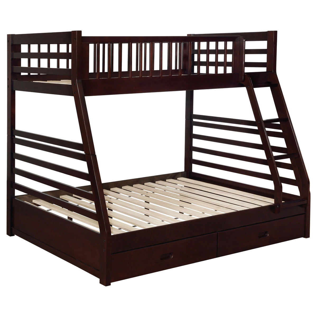 Ashton 2-drawer Wood Twin Over Full Bunk Bed - Cappuccino