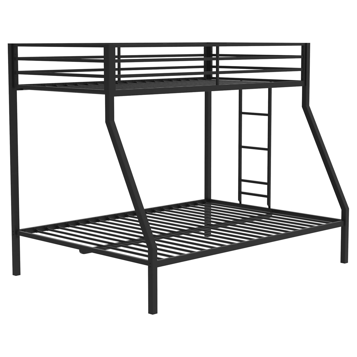Alevera Twin-Over-Full Steel Bunk Bed with Ladder Matte - Black