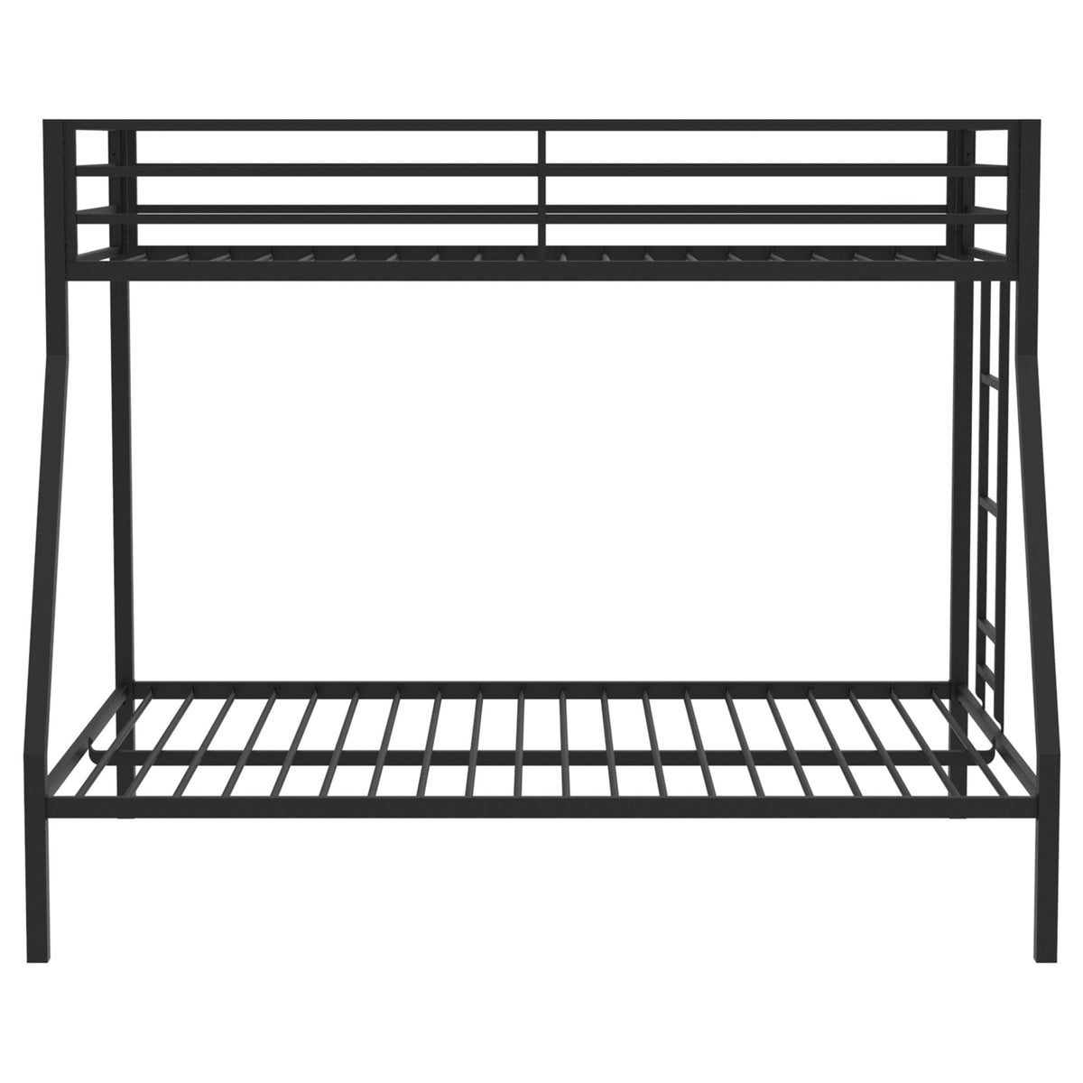 Alevera Twin-Over-Full Steel Bunk Bed with Ladder Matte - Black