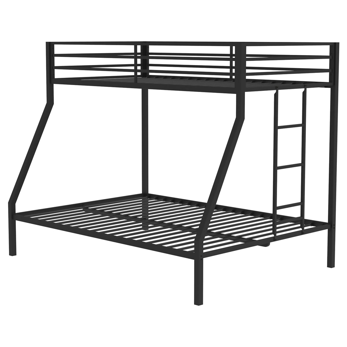 Alevera Twin-Over-Full Steel Bunk Bed with Ladder Matte - Black