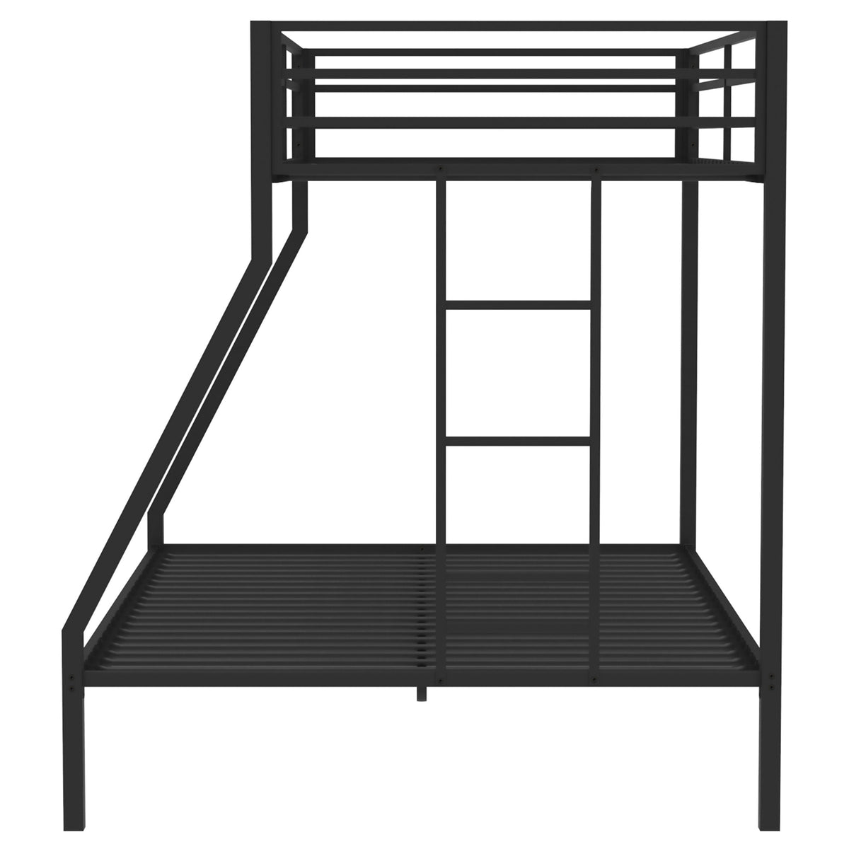 Alevera Twin-Over-Full Steel Bunk Bed with Ladder Matte - Black