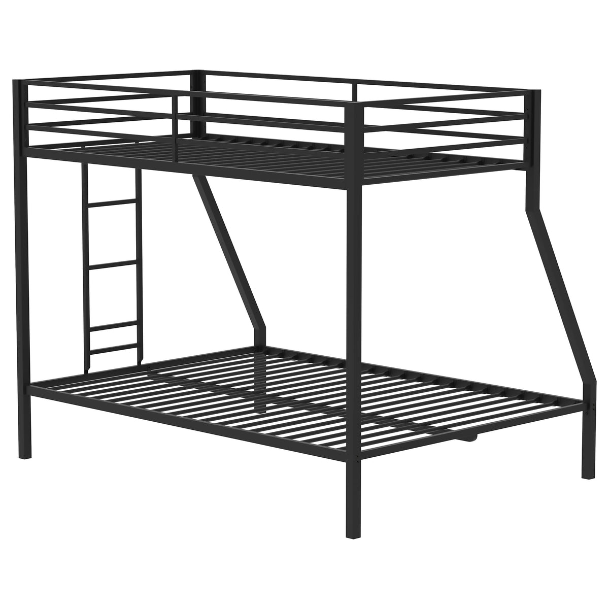 Alevera Twin-Over-Full Steel Bunk Bed with Ladder Matte - Black
