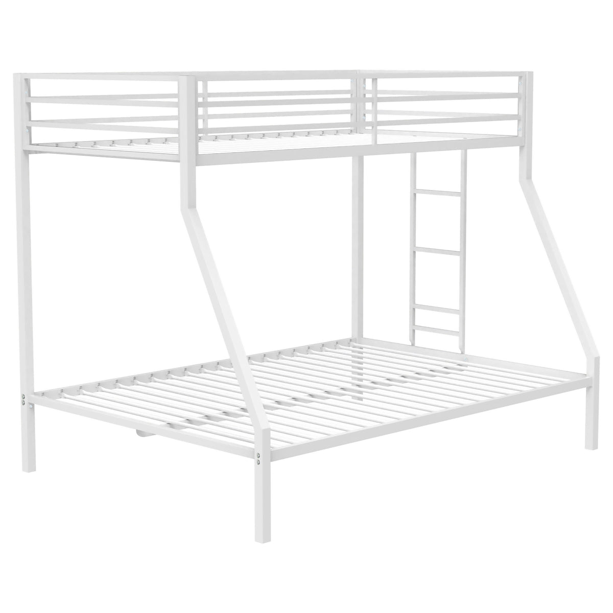 Alevera Twin-Over-Full Steel Bunk Bed with Ladder Matte - White