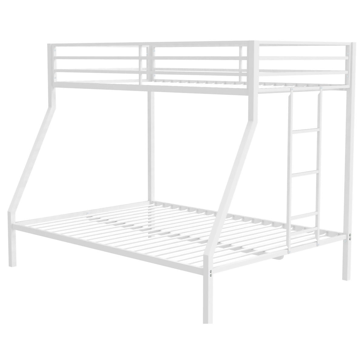 Alevera Twin-Over-Full Steel Bunk Bed with Ladder Matte - White