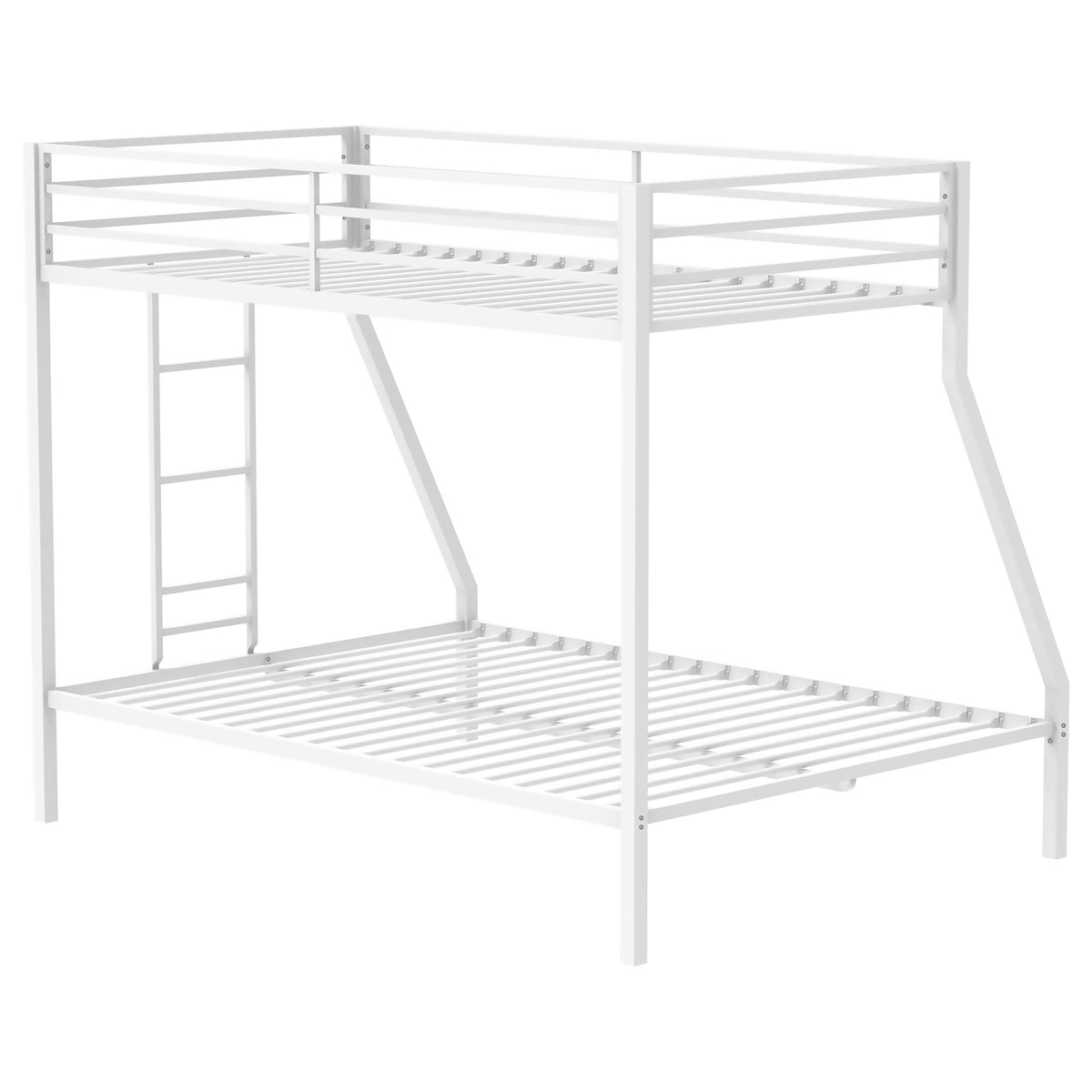 Alevera Twin-Over-Full Steel Bunk Bed with Ladder Matte - White