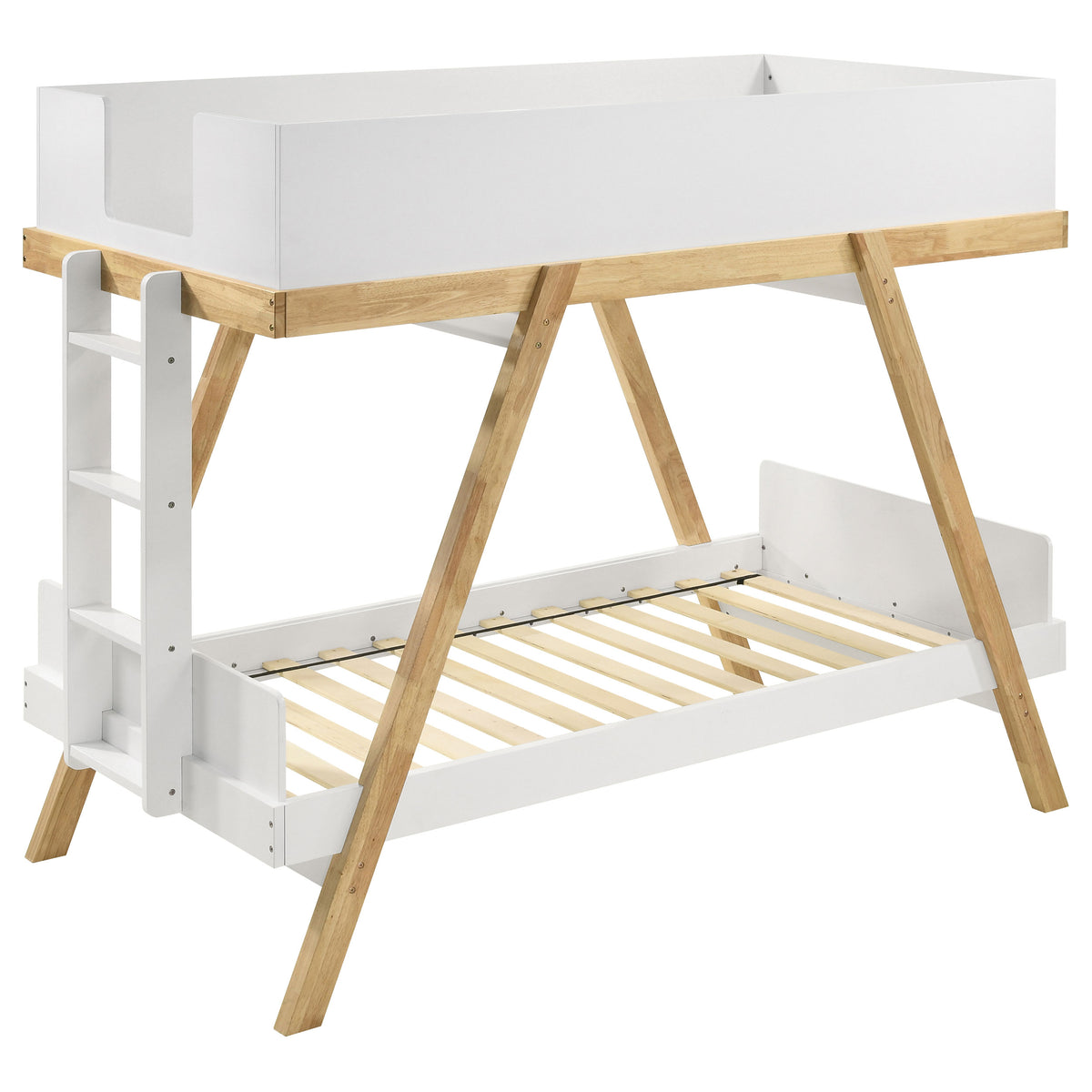 Frankie Wood Twin Over Twin Bunk Bed Natural - White