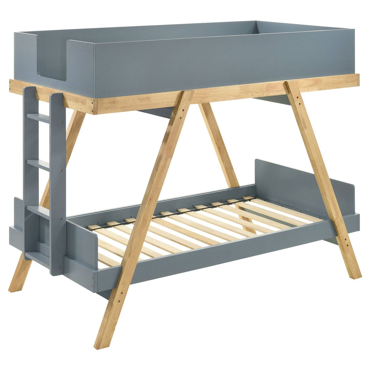 Frankie Wood Twin Over Twin Bunk Bed Natural - Van Cortlandt Blue