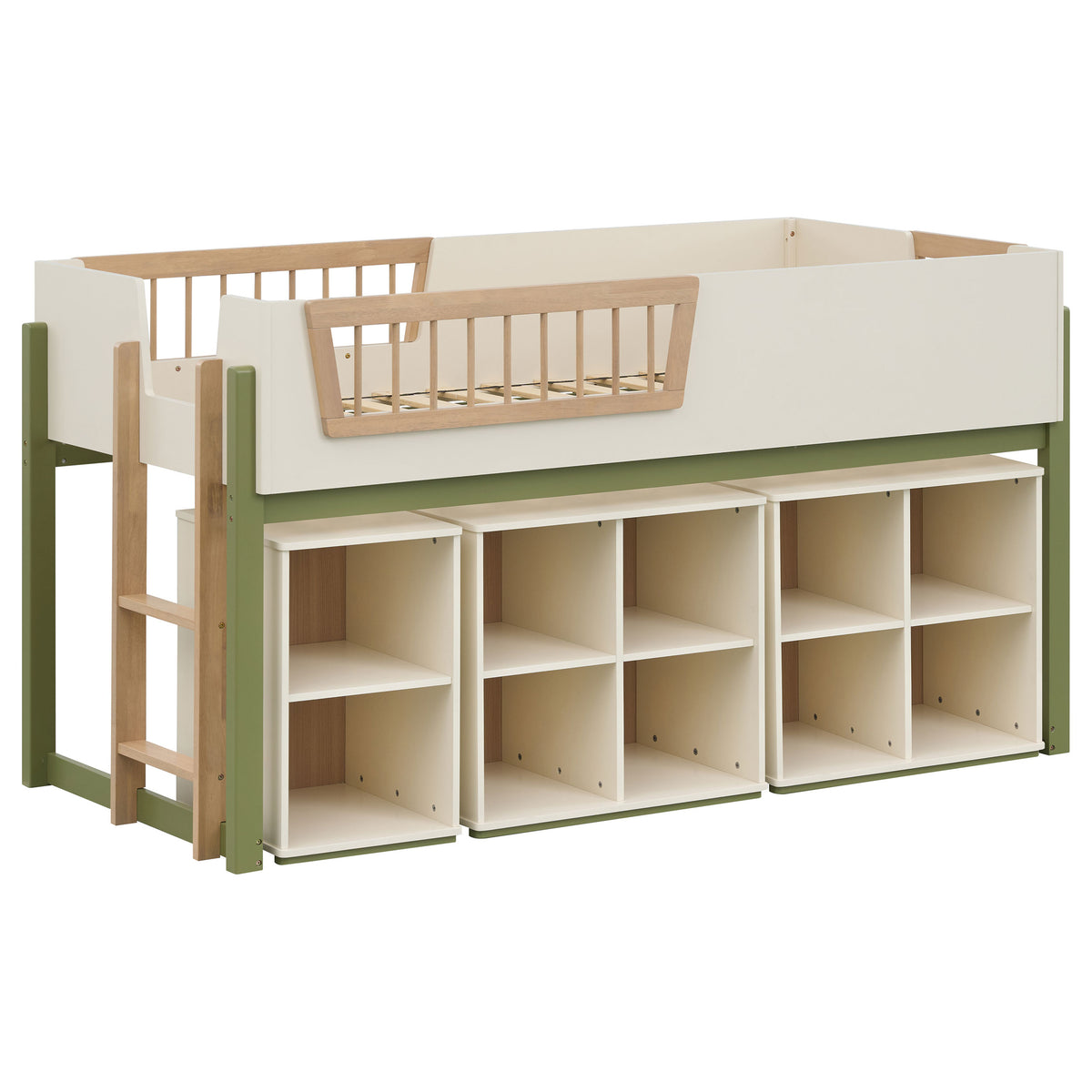 Evren Twin Storage Loft Bed 4-piece Set with Bookcases Tri-Tone