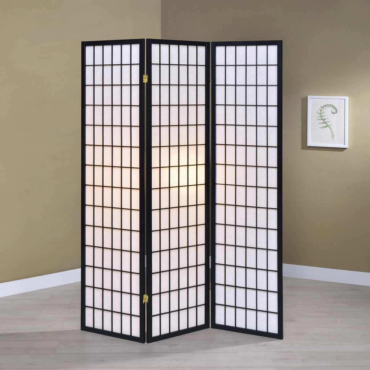 Carrie 3-Panel Room Divider Folding Shoji Screen - Black