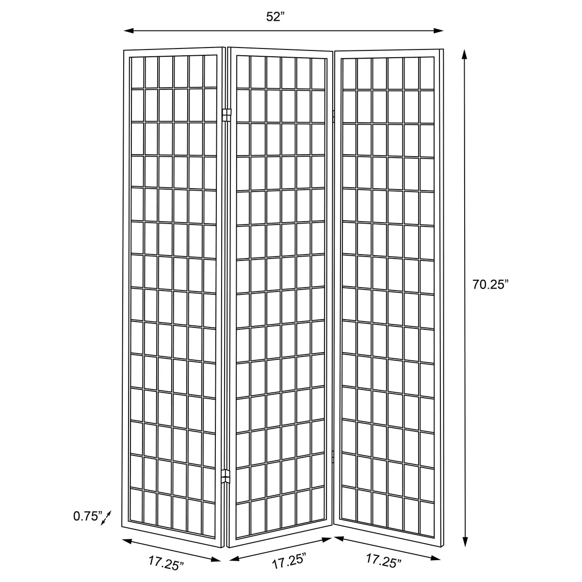 Carrie 3-Panel Room Divider Folding Shoji Screen - Black