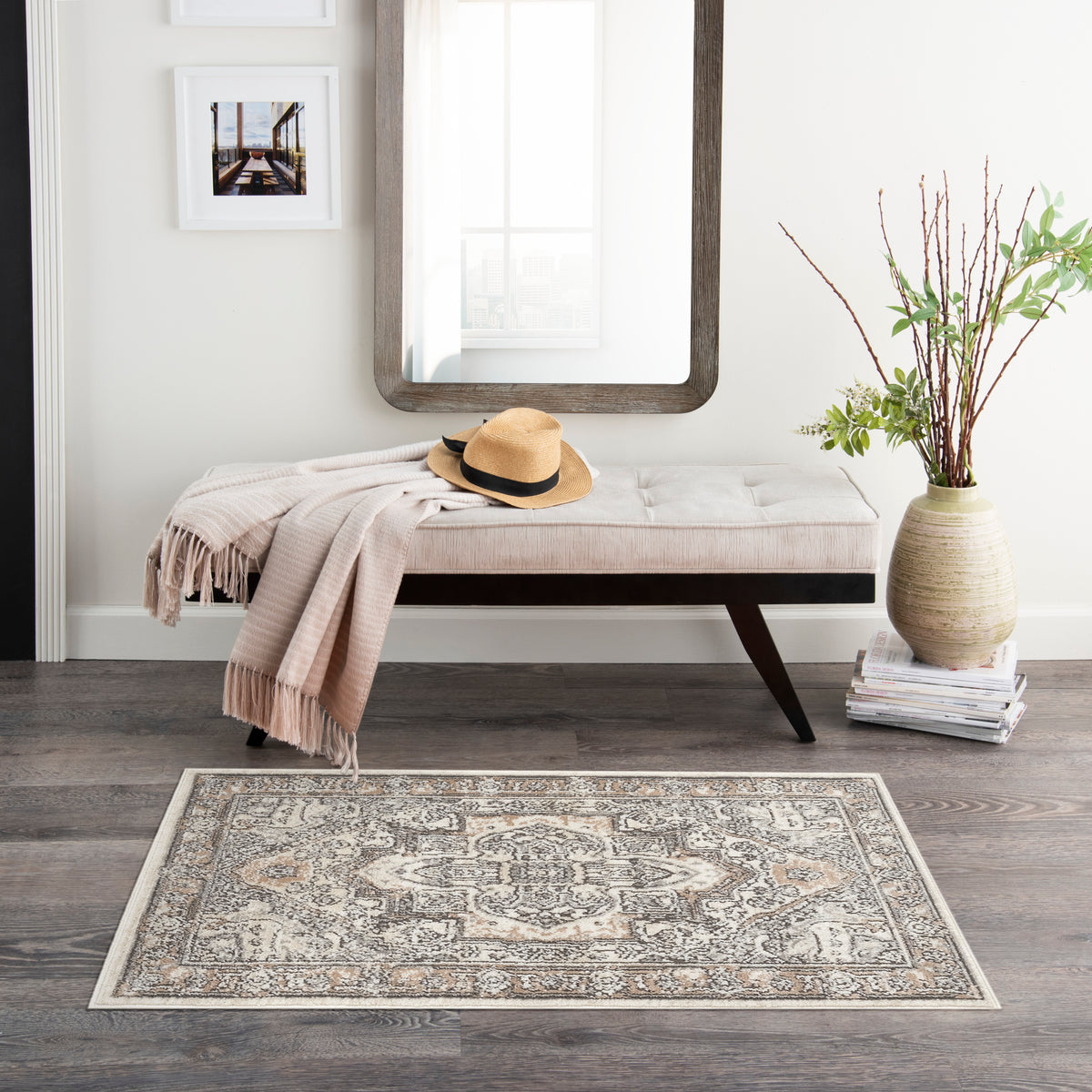 Quarry QUA18 Ivory Grey Taupe Rug - room scene