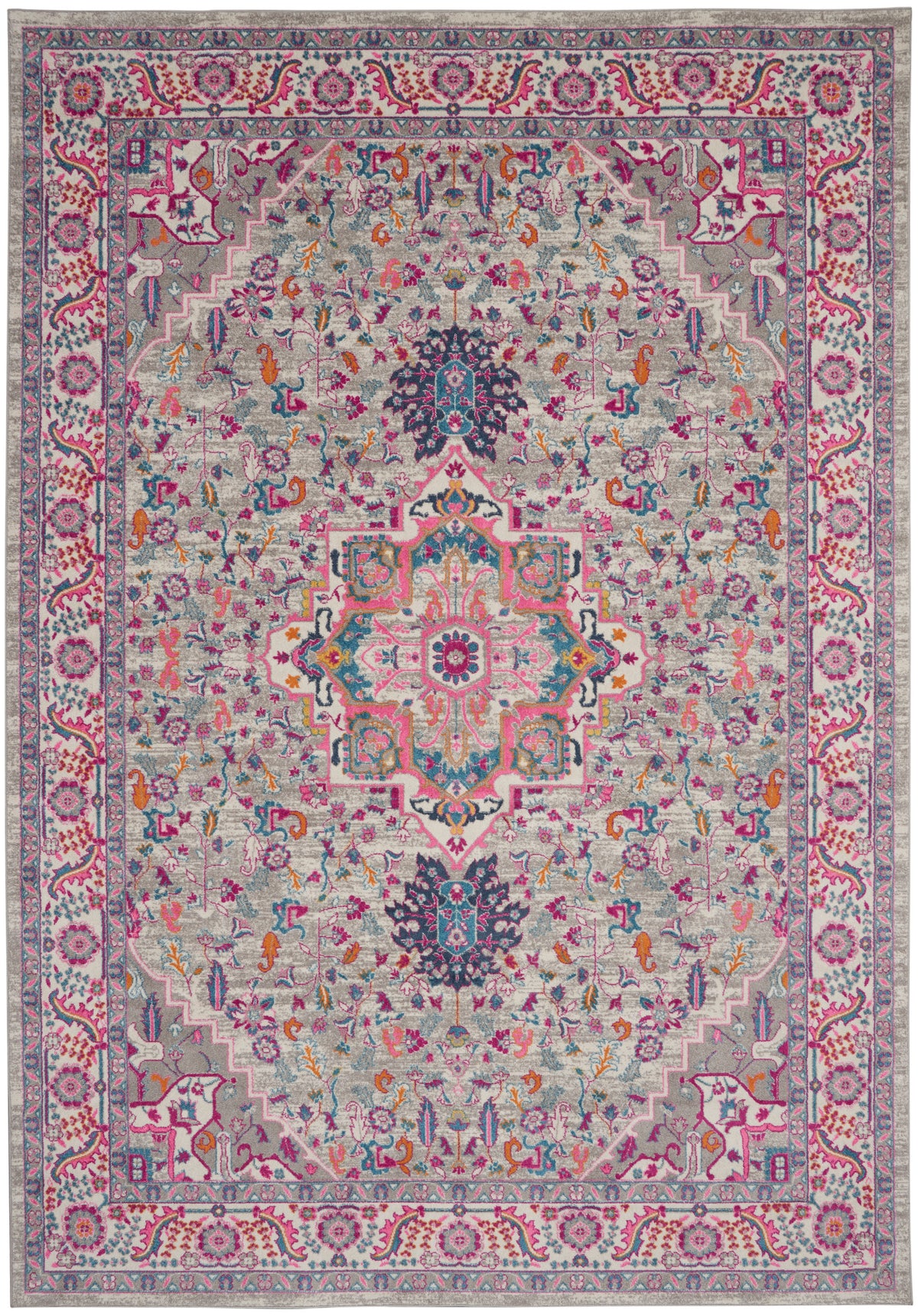 Passion PSN20 Light Grey Pink Rug - Rectangle
