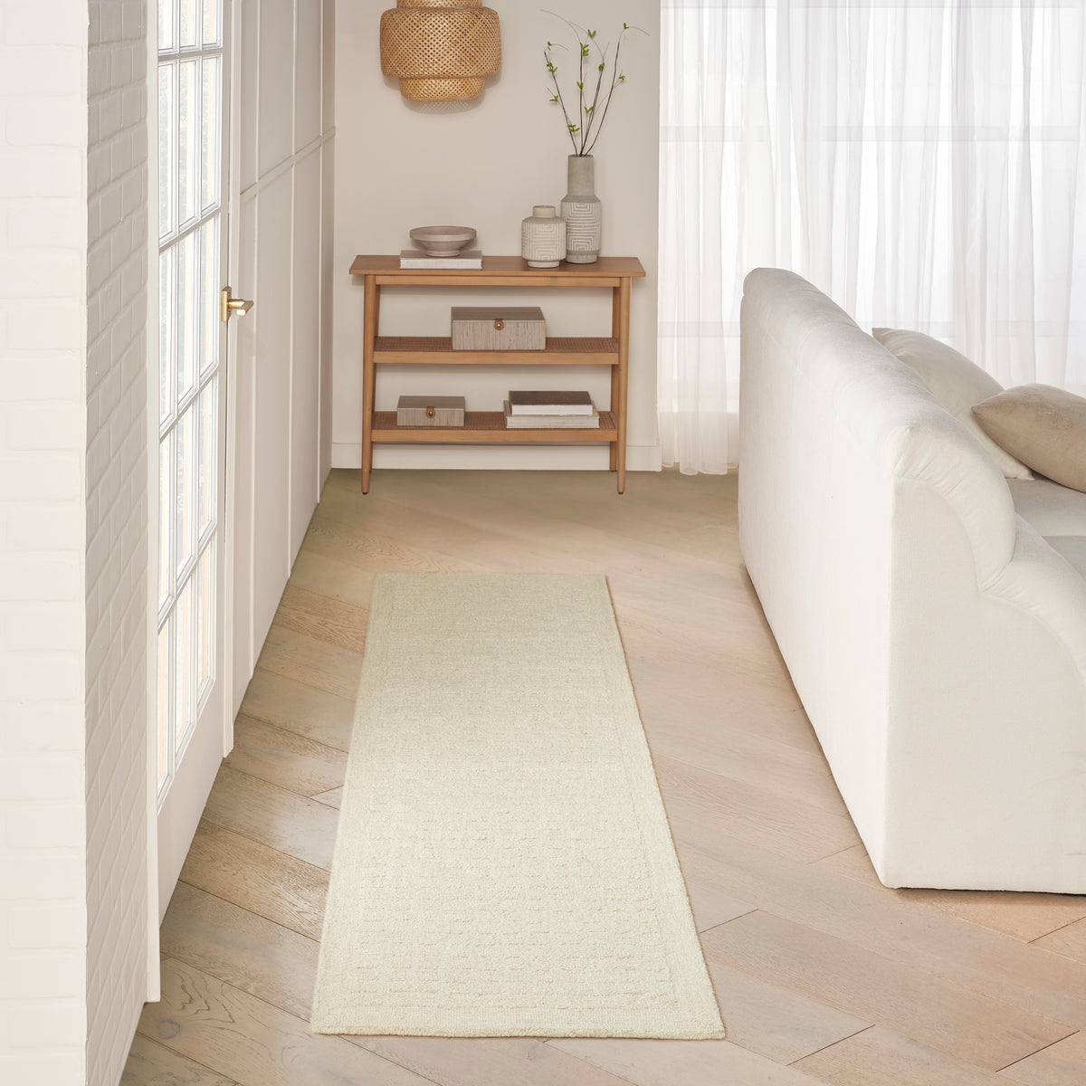 Pure Grids PGR01 Ivory Beige Rug - room scene