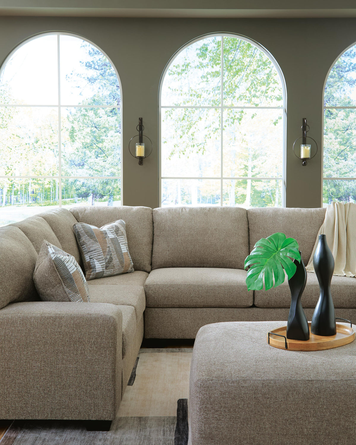 Newellen 3-Piece Sectional and Oversized Ottoman