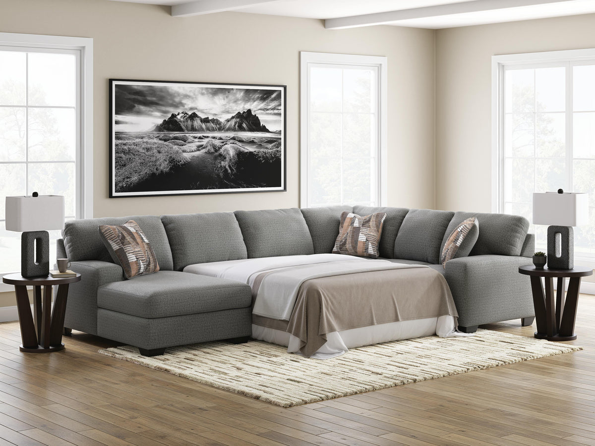 Newellen 3-Piece Sleeper Sectional with Chaise Chenille