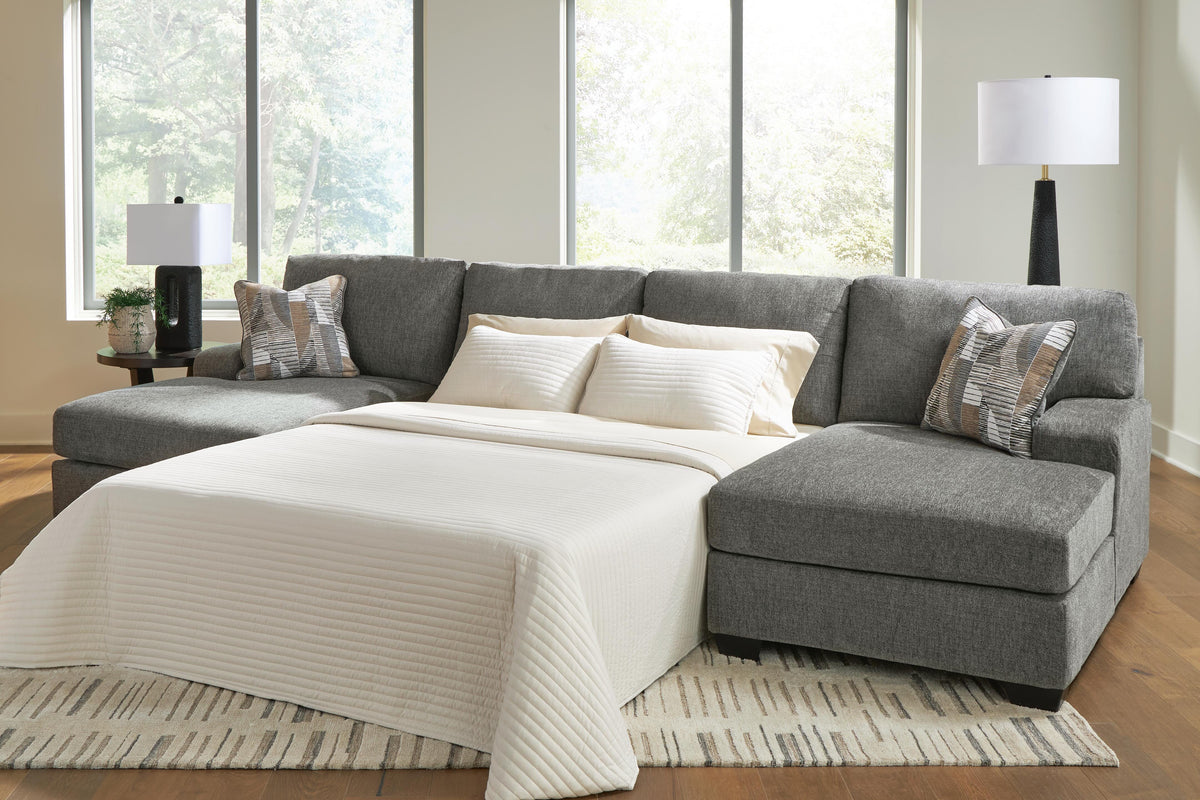 Newellen 3-Piece Sleeper Sectional with Double Chaise Chenille