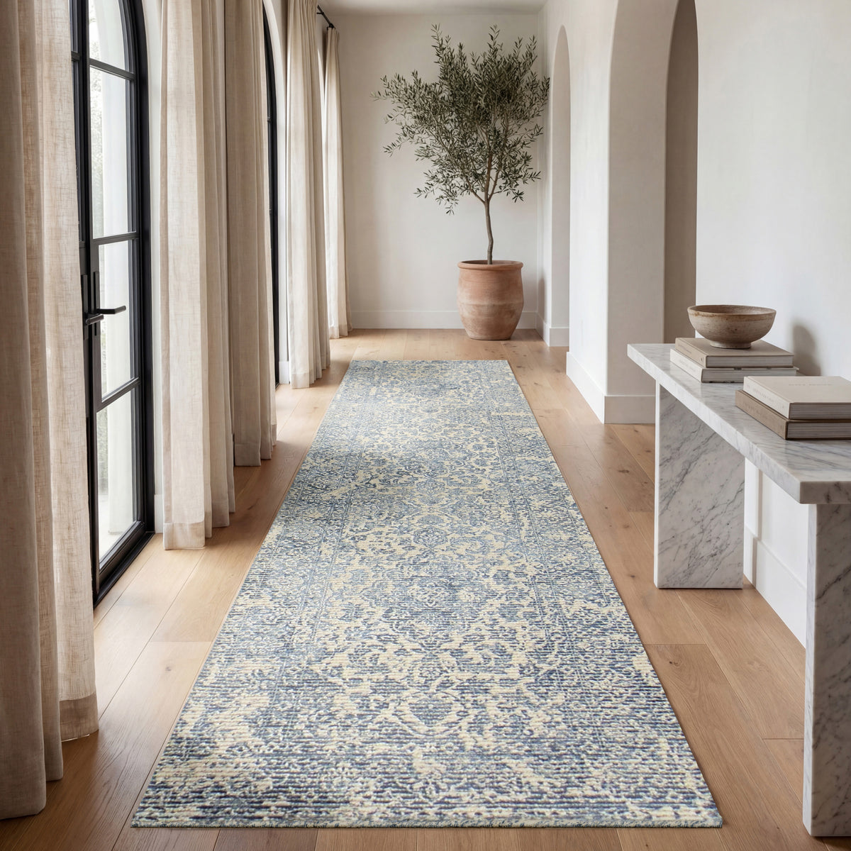 Azalea AZA01 Ivory Blue Rug - room scene