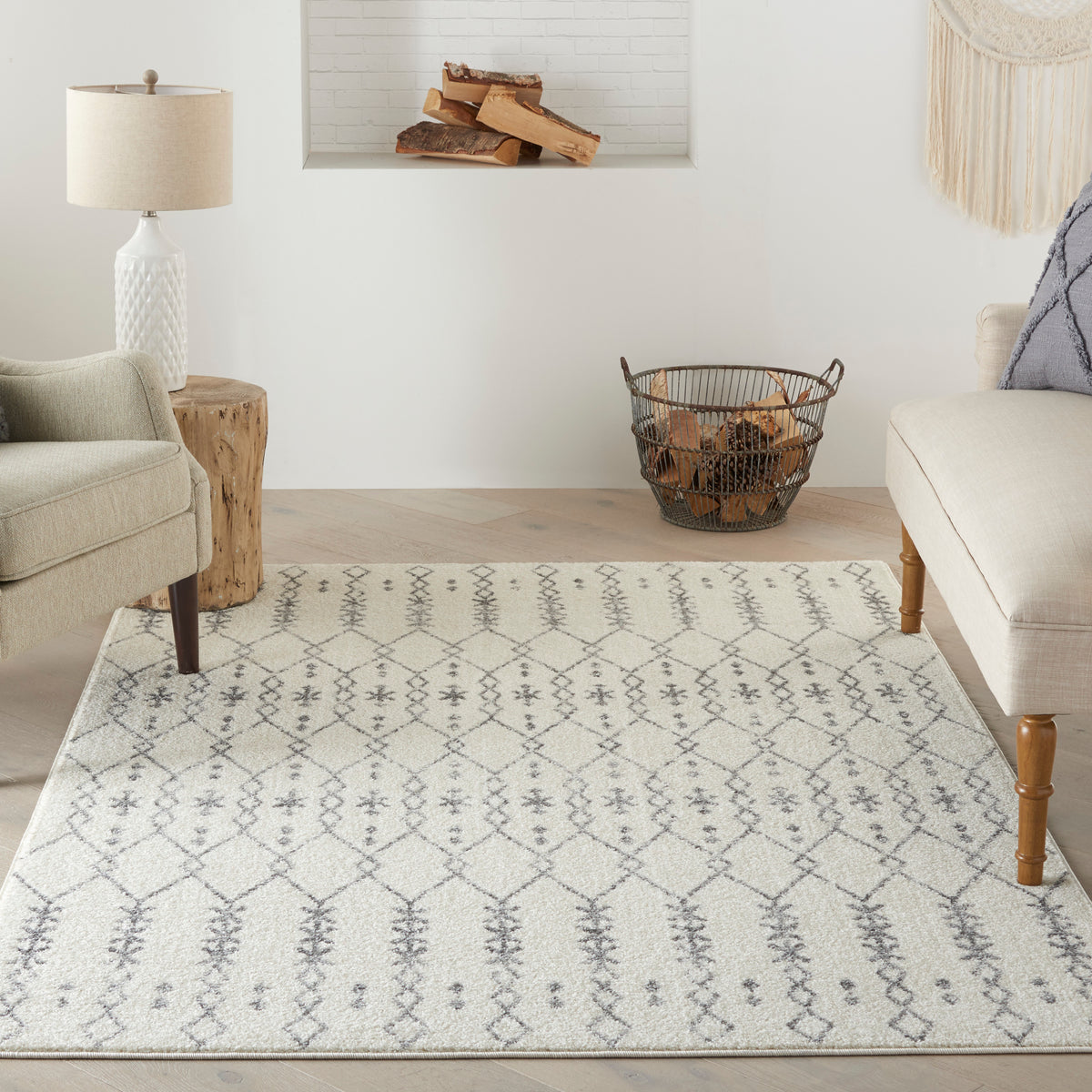 Passion PSN40 Ivory Grey Rug - room scene