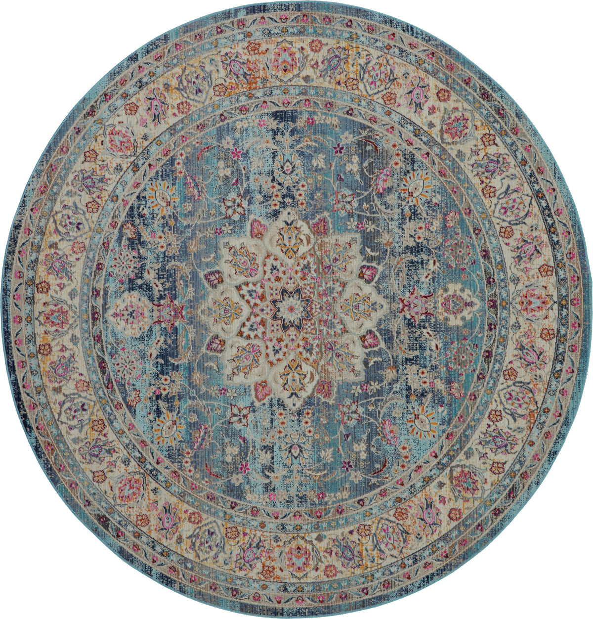 Vintage Kashan VKA01 Blue Rug - Round