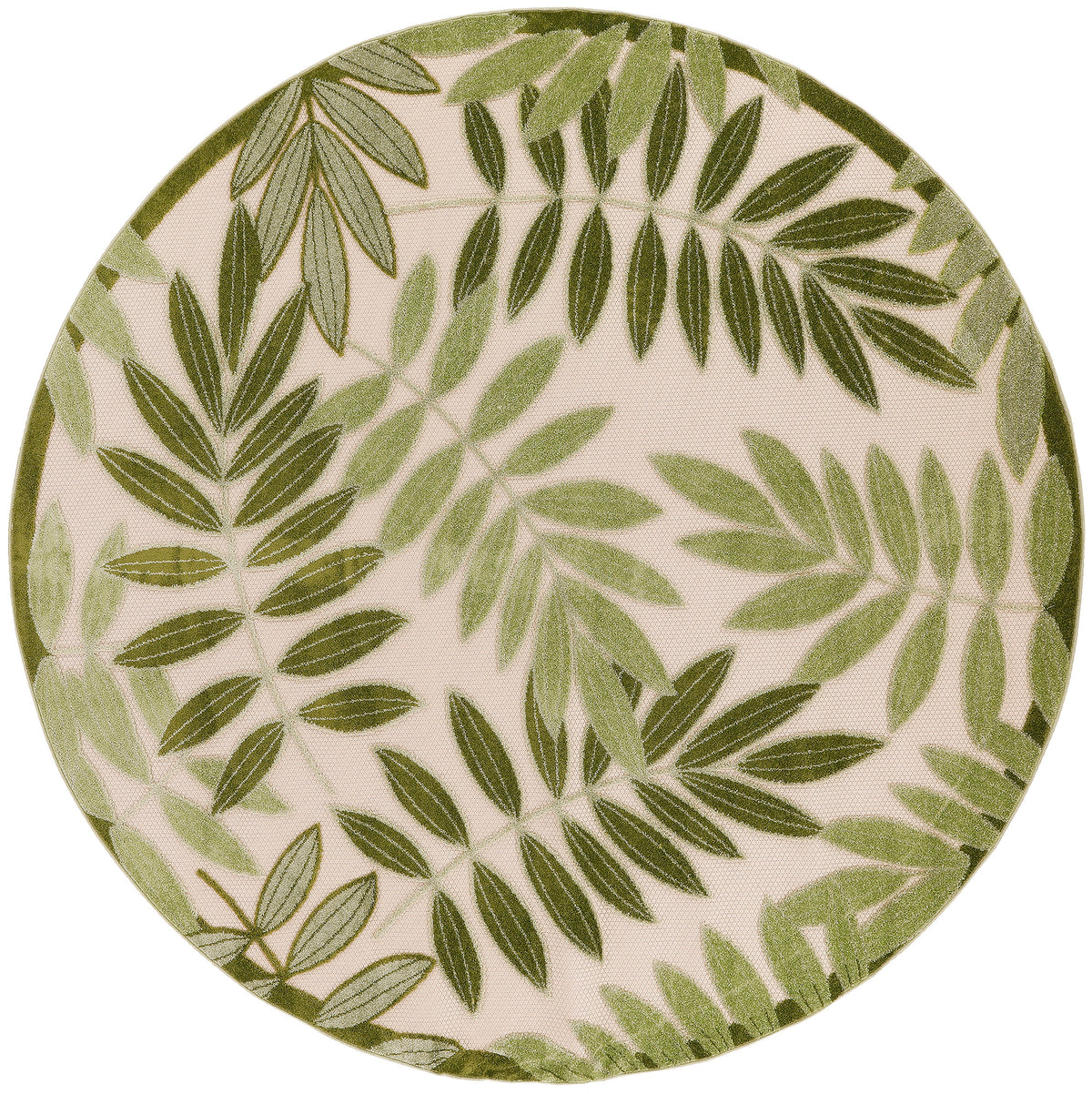 Aloha ALH18 Ivory Green Rug - Round