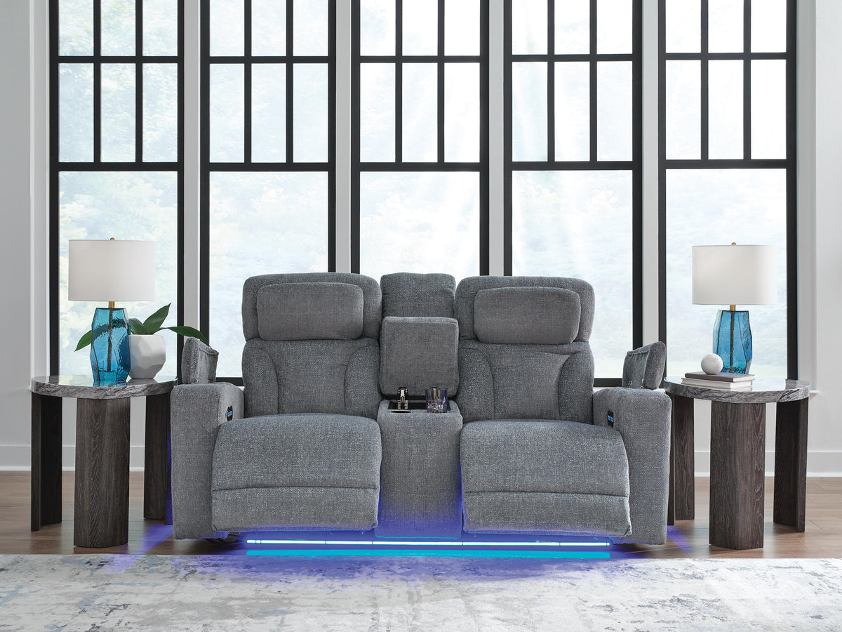 Studio Cave PWR REC Loveseat/CON/ADJ HDRST Chenille Next-Gen Nuvella™ Performance Fabric