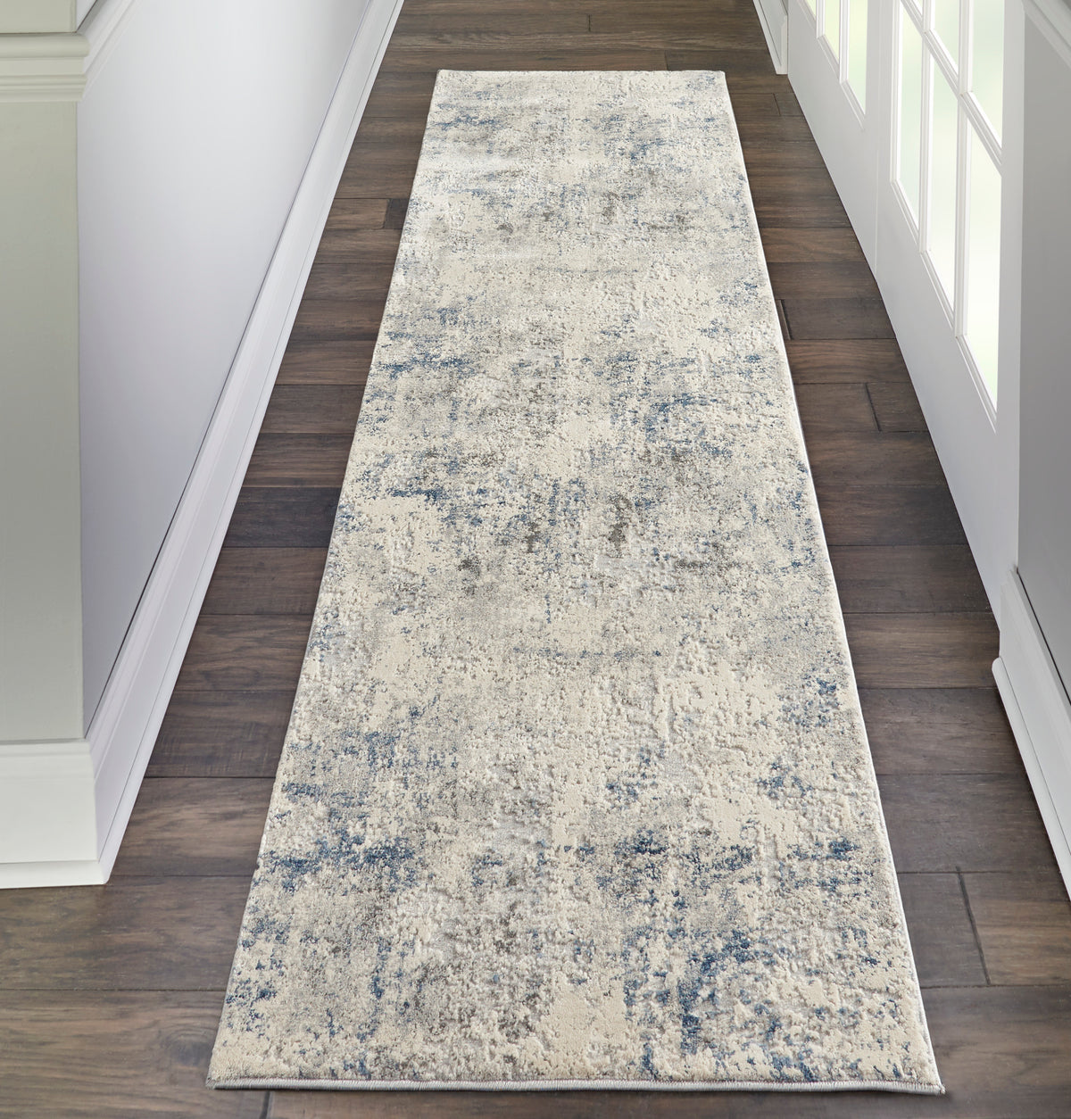 Rustic Textures RUS07 Ivory Grey Blue Rug - room scene