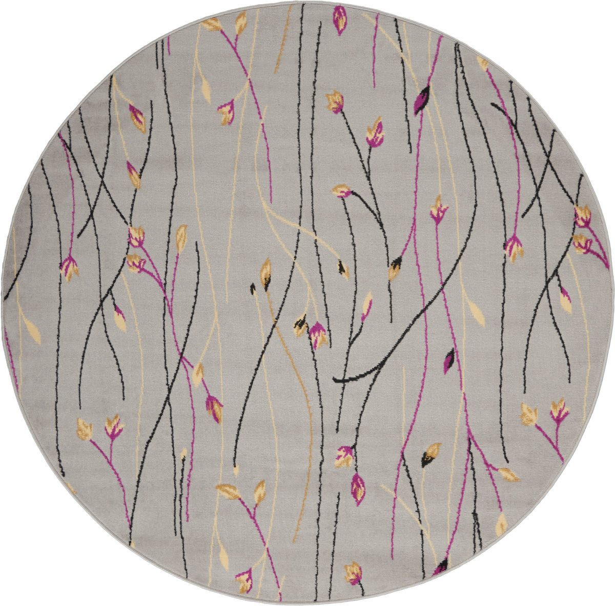 Grafix GRF15 Grey Rug - Round