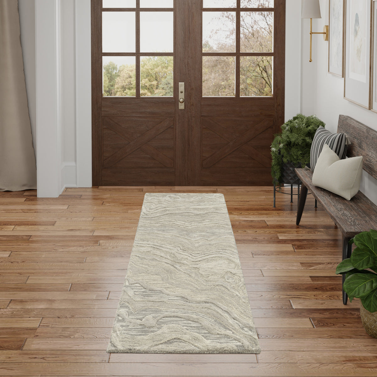 Graceful GRU01 Grey Rug - room scene