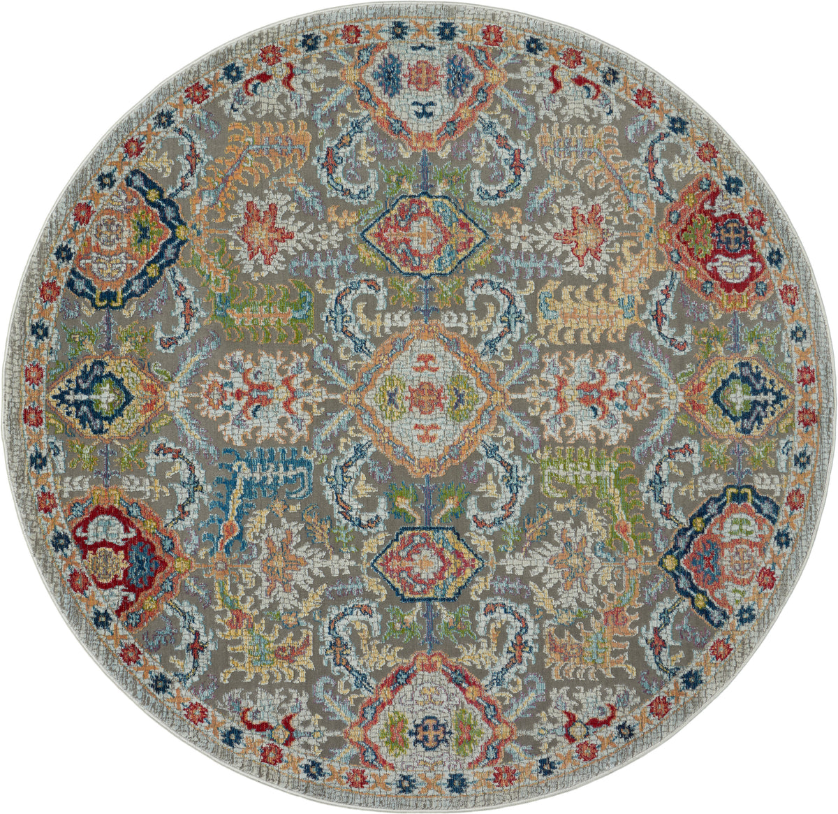 Ankara Global ANR12 Grey Multicolor Rug - Round