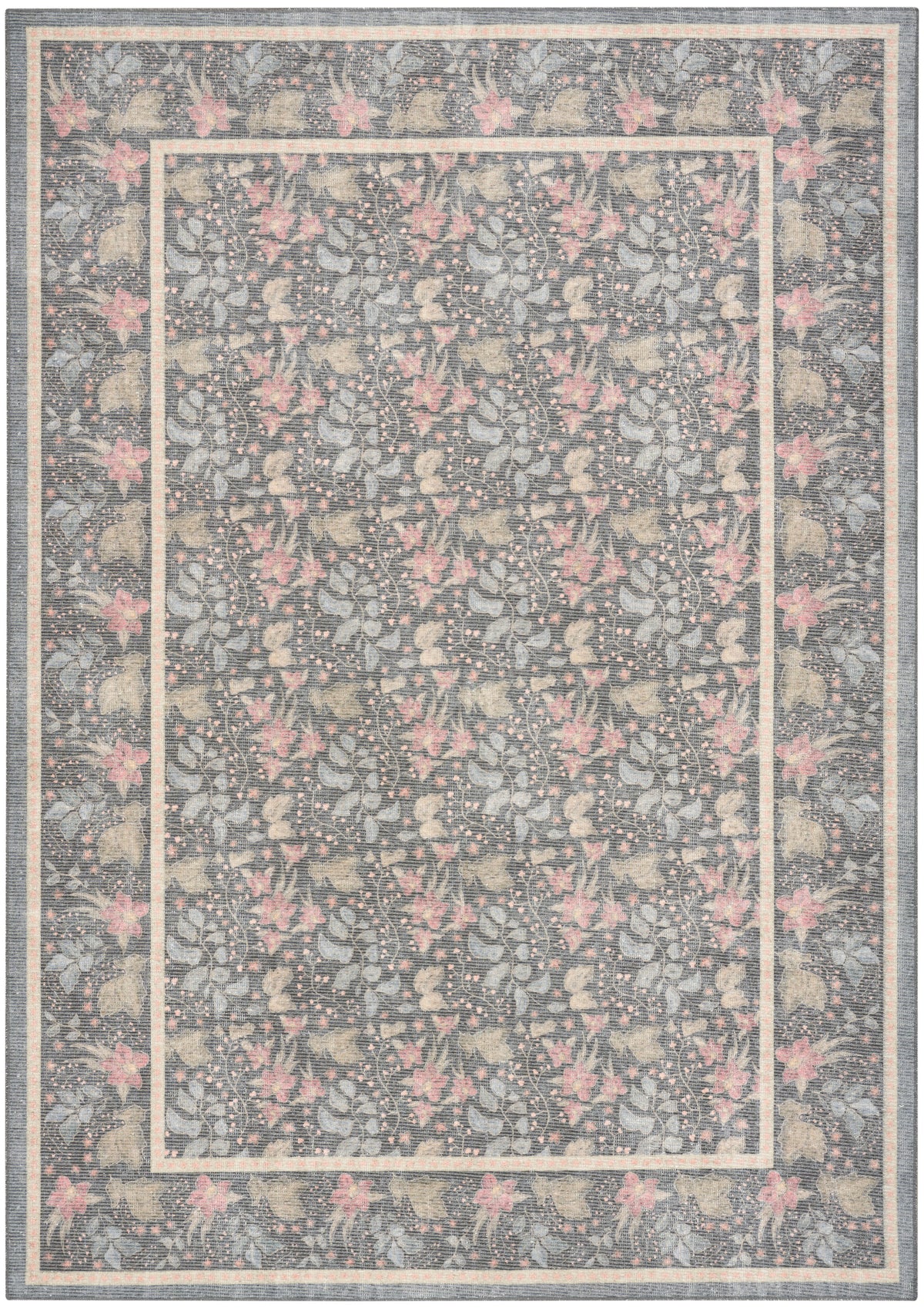 Botanical Washables BOT03 Charcoal Multicolor Rug - Rectangle