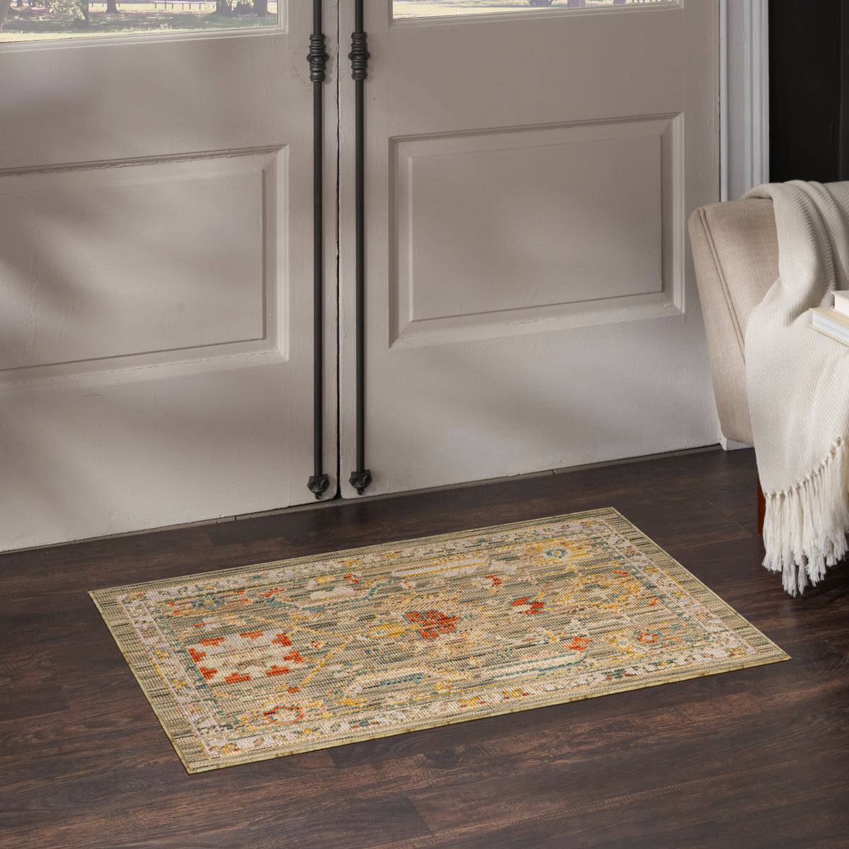 Antique Bloom ANB02 Sage Multicolor Rug - room scene