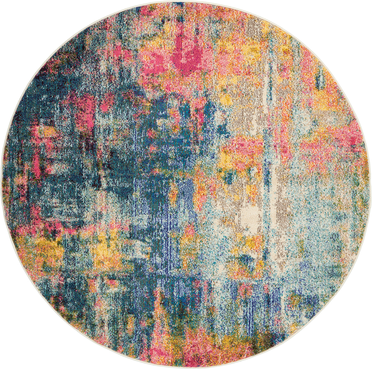 Celestial CES09 Blue Yellow Rug - Round