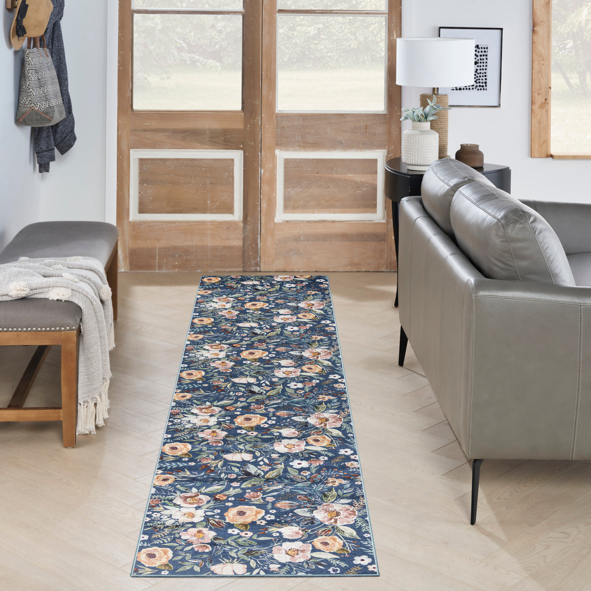Nourison Washables NWB01 Navy Multicolor Rug - room scene