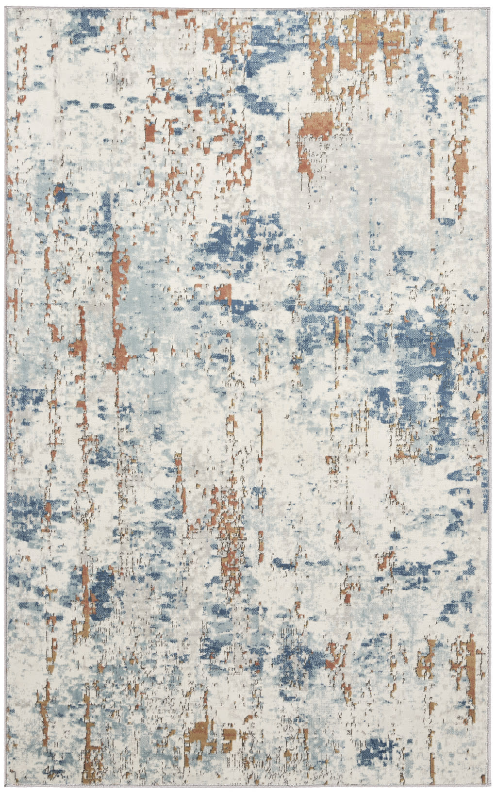 Quarry QUA01 Beige Blue Rust Rug - Rectangle