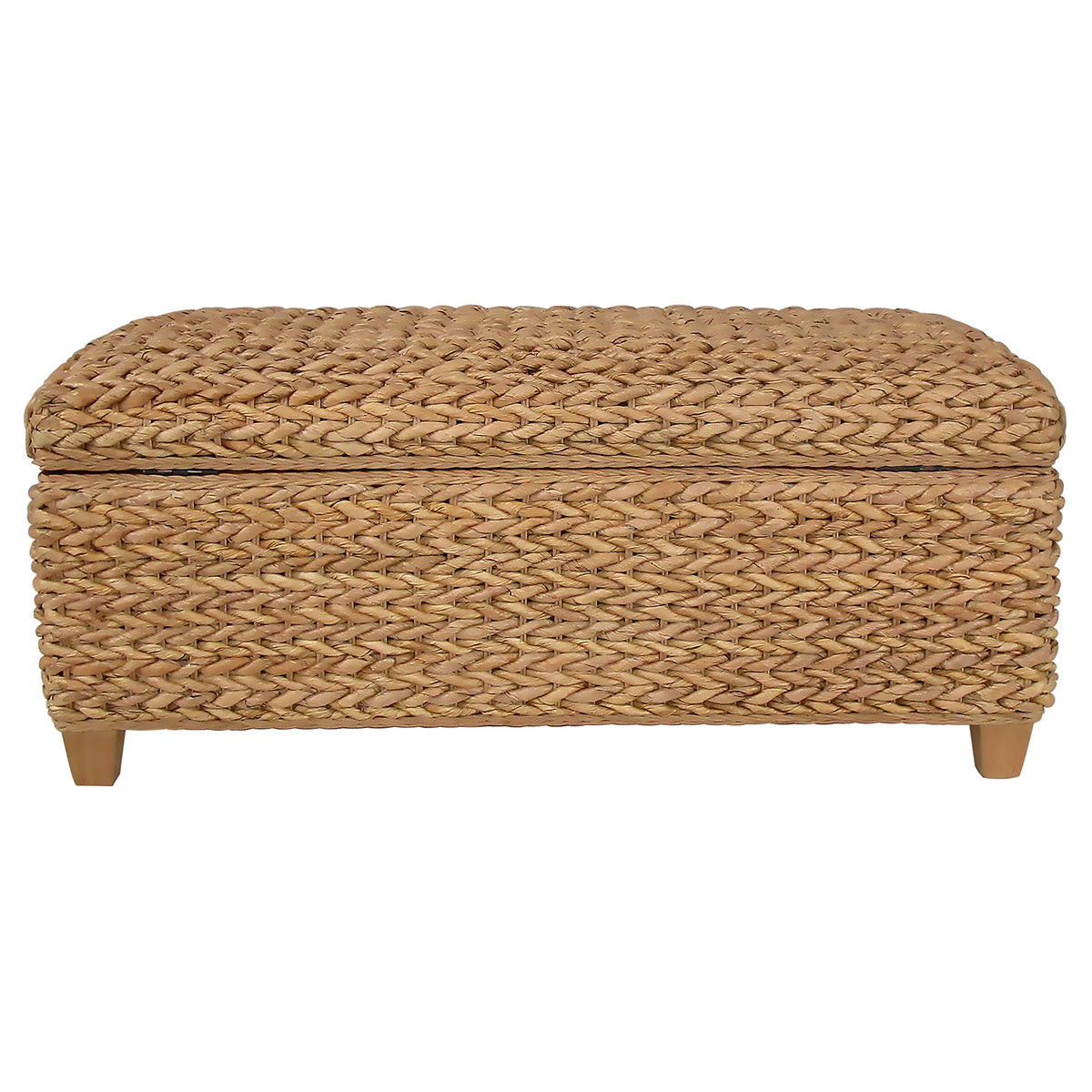 Laughton Hand-Woven Banana Leaf Storage Bench - Natural