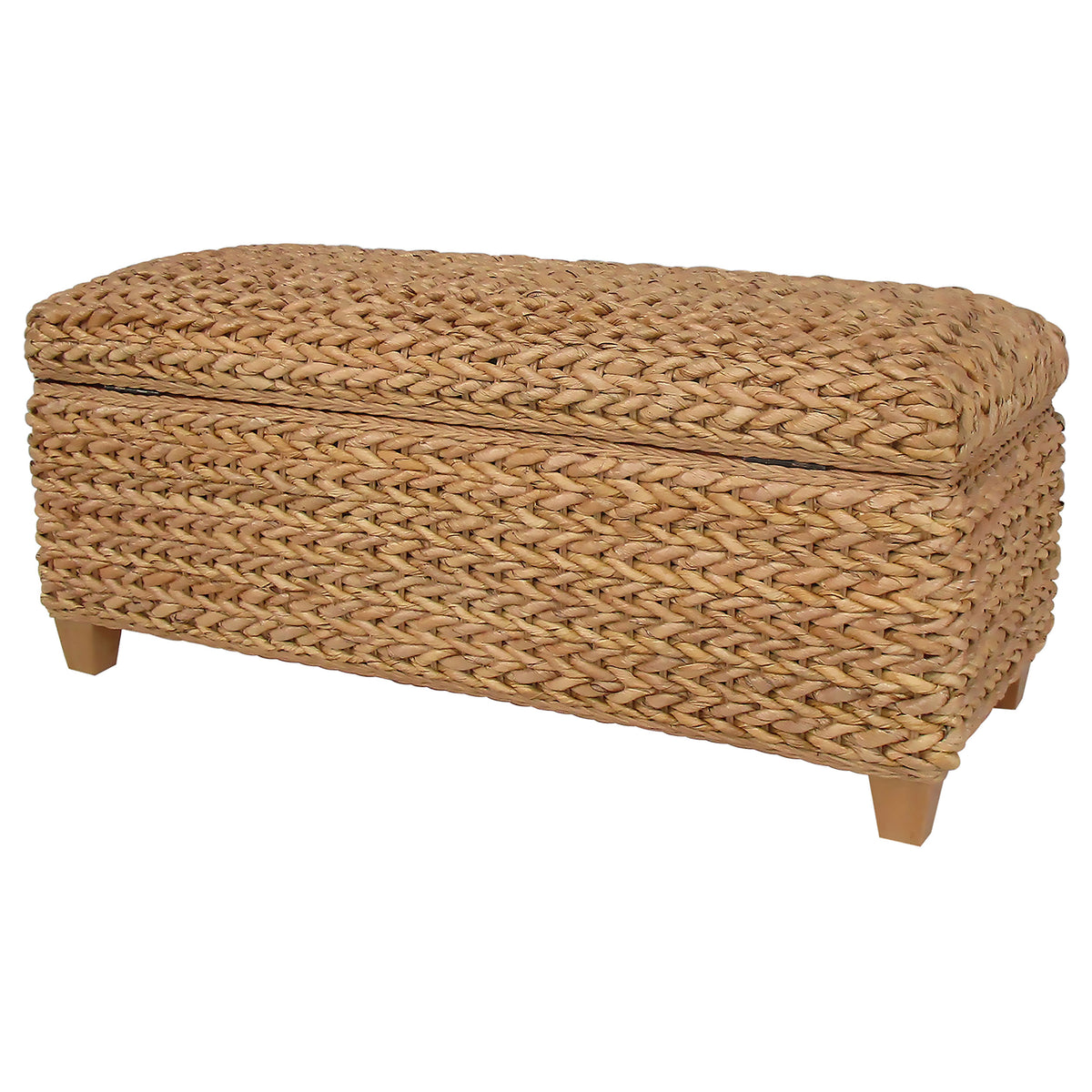 Laughton Hand-Woven Banana Leaf Storage Bench - Natural