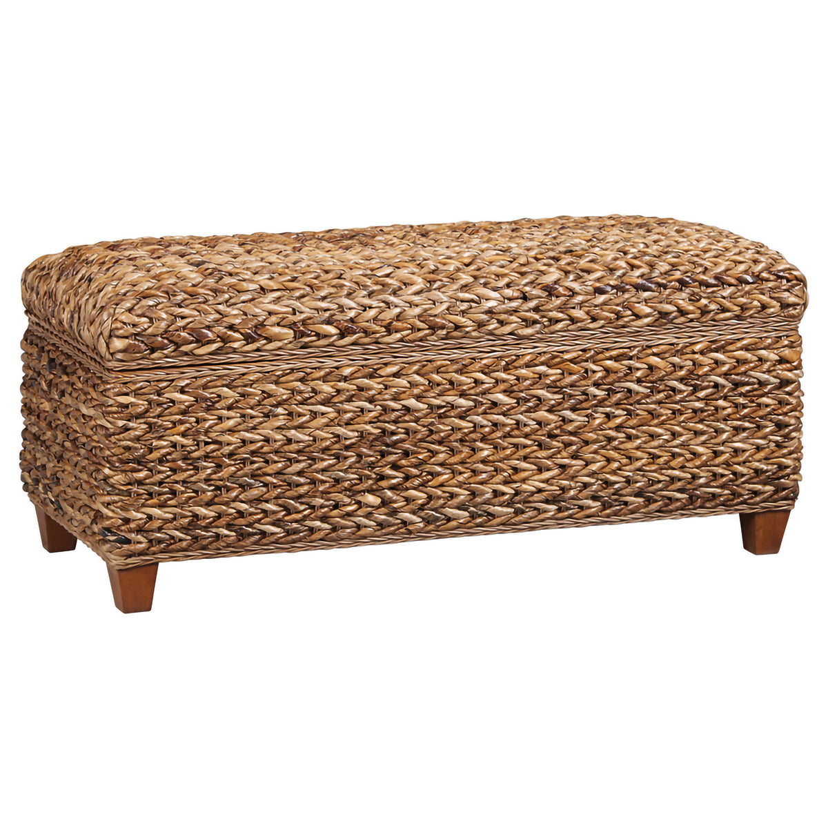 Laughton Hand-Woven Banana Leaf Storage Bench - Amber