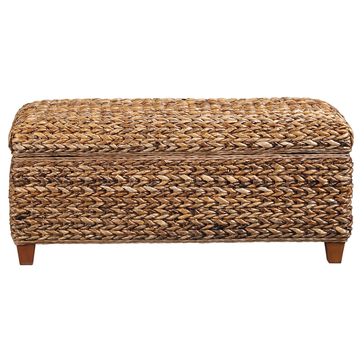 Laughton Hand-Woven Banana Leaf Storage Bench - Amber
