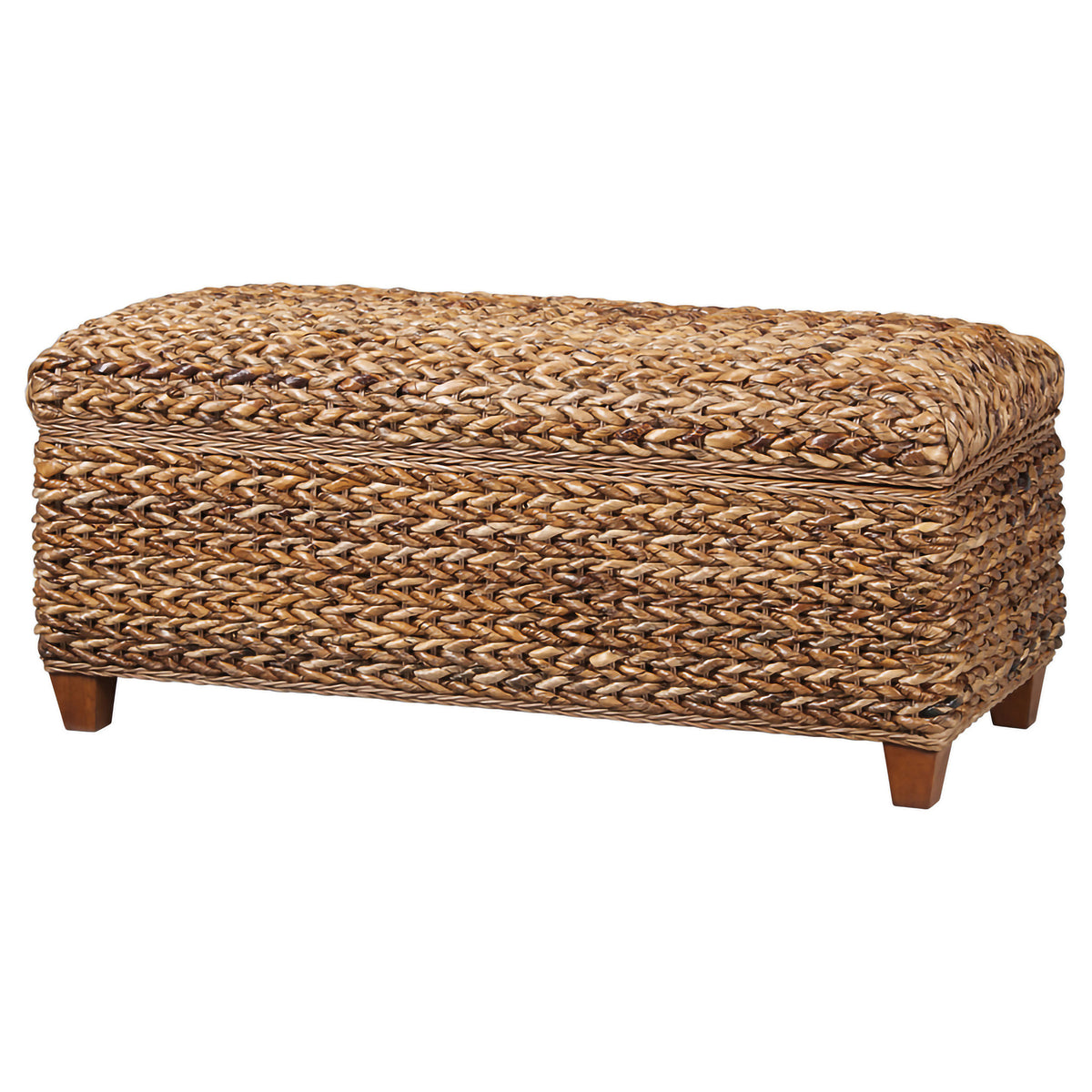Laughton Hand-Woven Banana Leaf Storage Bench - Amber